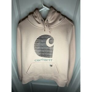 Carhartt Rain Defender Pink Relaxed Fit Logo Hoodie Sweatshirt Womens Large NWOT